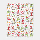Dansende Penguins Red en Green Pattern Kerstmis Fleece Deken (Voorkant)