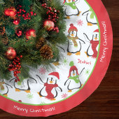 Dansende Penguins Red en Green Pattern Kerstmis Kerstboom Rok