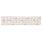 Dansende Penguins Red en Green Pattern Kerstmis Korte Tafelloper (Horizontaal)