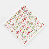 Dansende Penguins Red en Green Pattern Kerstmis Servet (Hoek)