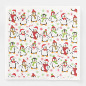Dansende Penguins Red en Green Pattern Kerstmis Servet (Voorkant)