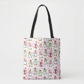 Dansende Penguins Red en Green Pattern Kerstmis Tote Bag (Voorkant)