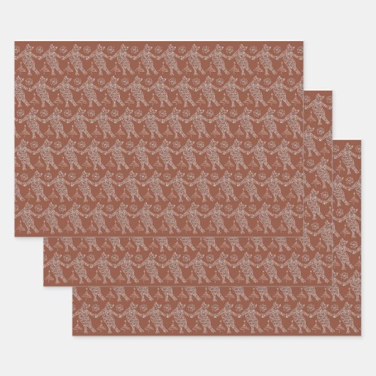 Dansende peperkoek Katten Inpakpapier Vel (Set)