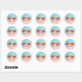 Dansende Perziken Zonnebril Ronde Sticker (Vel)