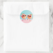 Dansende Perziken Zonnebril Ronde Sticker (Tas)