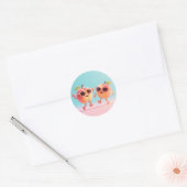 Dansende Perziken Zonnebril Ronde Sticker (Envelop)