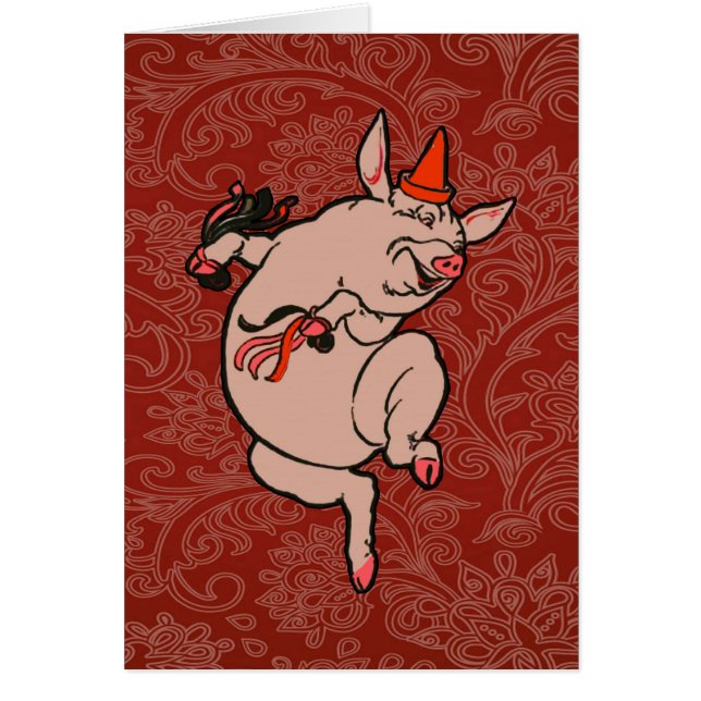 Dansende Pig Antiek Cute Dancer (Voorkant)