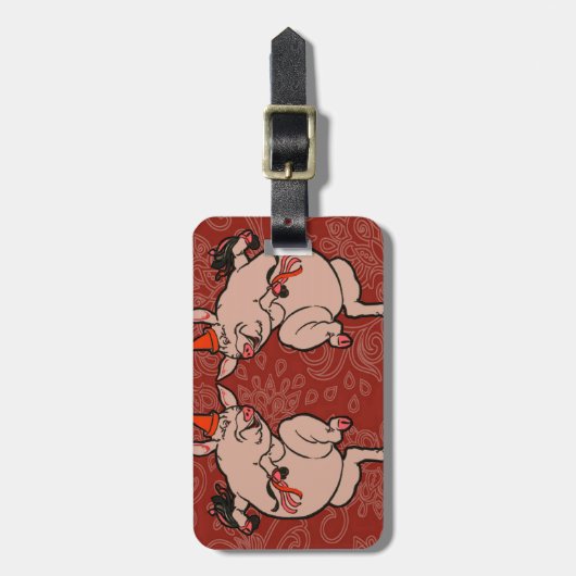 Dansende Pig Antiek Cute Dancer Bagagelabel (Voorkant verticaal)