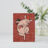 Dansende Pig Antiek Cute Dancer Briefkaart (Staand voorkant)
