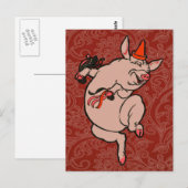 Dansende Pig Antiek Cute Dancer Briefkaart (Voorkant / Achterkant)