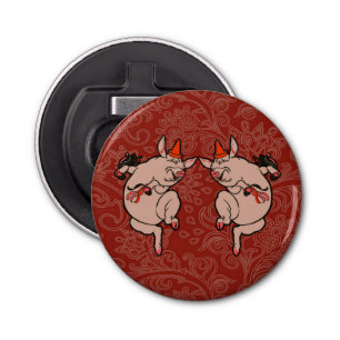 Dansende Pig Antiek Cute Dancer Button Flesopener