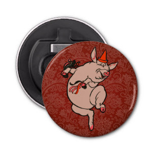 Dansende Pig Antiek Cute Dancer Button Flesopener