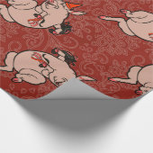 Dansende Pig Antiek Cute Dancer Cadeaupapier (Hoek)