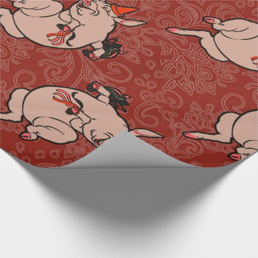 Dansende Pig Antiek Cute Dancer Cadeaupapier (Hoek)