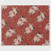 Dansende Pig Antiek Cute Dancer Cadeaupapier (Vlak)