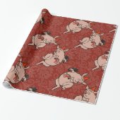 Dansende Pig Antiek Cute Dancer Cadeaupapier (Uitgerold)
