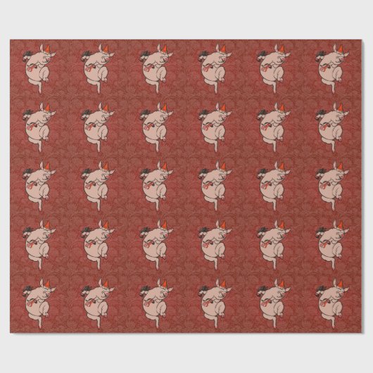 Dansende Pig Antiek Cute Dancer Cadeaupapier (Vlak)