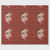 Dansende Pig Antiek Cute Dancer Cadeaupapier (Vlak)