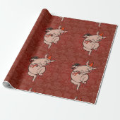 Dansende Pig Antiek Cute Dancer Cadeaupapier (Uitgerold)