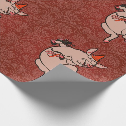 Dansende Pig Antiek Cute Dancer Cadeaupapier (Hoek)