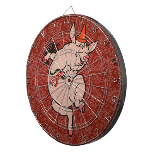 Dansende Pig Antiek Cute Dancer Dartbord (Voorkant Rechts)
