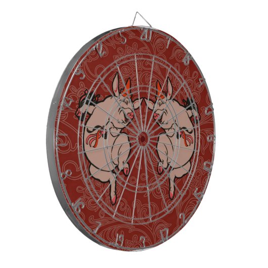 Dansende Pig Antiek Cute Dancer Dartbord (Voorkant Links)