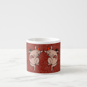 Dansende Pig Antiek Cute Dancer Espresso Kop
