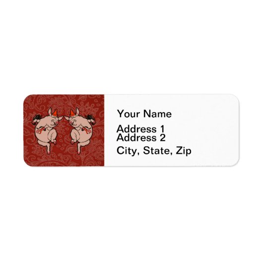 Dansende Pig Antiek Cute Dancer Etiket (Voorkant)