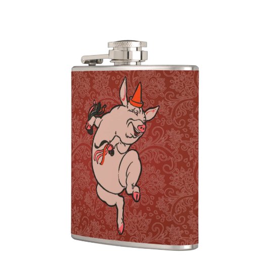 Dansende Pig Antiek Cute Dancer Heupfles (Links)