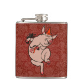 Dansende Pig Antiek Cute Dancer Heupfles (Voorkant)