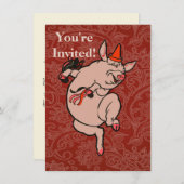 Dansende Pig Antiek Cute Dancer Kaart (Voorkant / Achterkant)