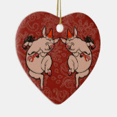 Dansende Pig Antiek Cute Dancer Keramisch Ornament (Rechts)