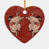 Dansende Pig Antiek Cute Dancer Keramisch Ornament (Voorkant)