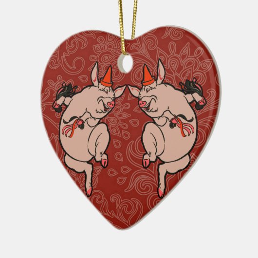 Dansende Pig Antiek Cute Dancer Keramisch Ornament (Links)