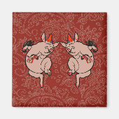 Dansende Pig Antiek Cute Dancer Magneet (Voorkant)