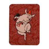 Dansende Pig Antiek Cute Dancer Magneet (Verticaal)