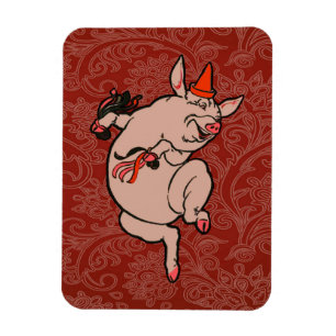 Dansende Pig Antiek Cute Dancer Magneet