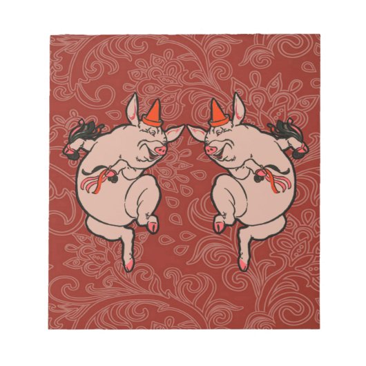 Dansende Pig Antiek Cute Dancer Notitieblok (Voorkant)