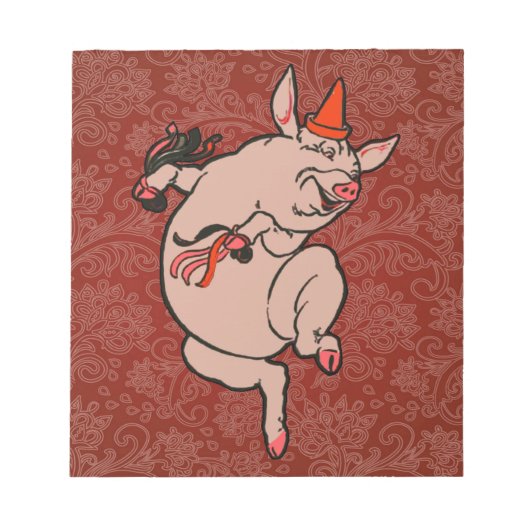 Dansende Pig Antiek Cute Dancer Notitieblok (Voorkant)
