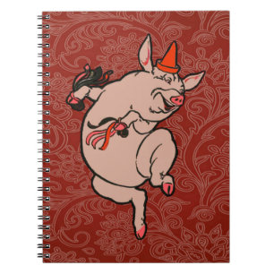 Dansende Pig Antiek Cute Dancer Notitieboek