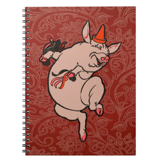 Dansende Pig Antiek Cute Dancer Notitieboek (Voorkant)