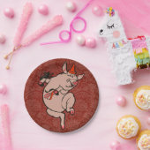 Dansende Pig Antiek Cute Dancer Papieren Bordje (Feest)