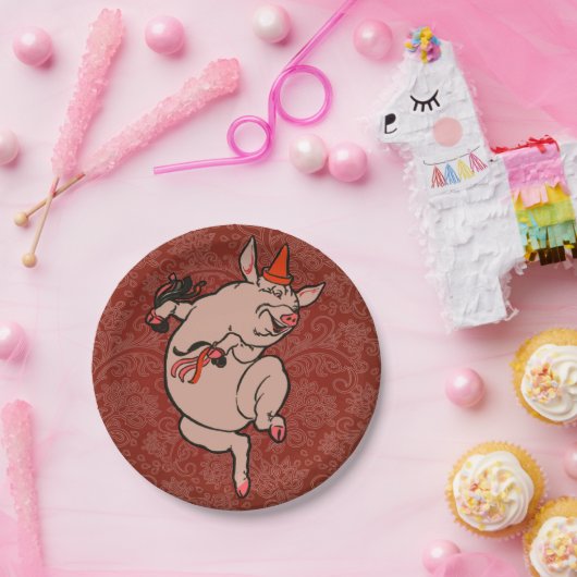 Dansende Pig Antiek Cute Dancer Papieren Bordje (Feest)