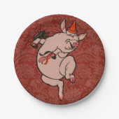 Dansende Pig Antiek Cute Dancer Papieren Bordje (Voorkant)