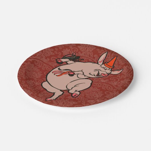 Dansende Pig Antiek Cute Dancer Papieren Bordje (Gekanteld)