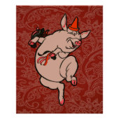 Dansende Pig Antiek Cute Dancer Perfect Poster (Voorkant)