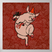 Dansende Pig Antiek Cute Dancer Poster (Voorkant)