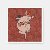 Dansende Pig Antiek Cute Dancer Servetten (Voorkant)