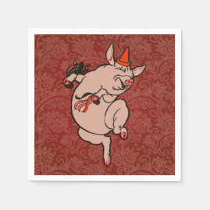 Dansende Pig Antiek Cute Dancer Servetten