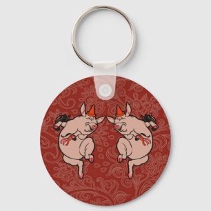 Dansende Pig Antiek Cute Dancer Sleutelhanger